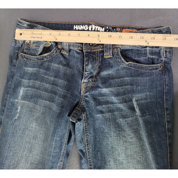 HANG TEN Juniors SZ 5 y2k Skinny Distressed Denim Jeans Low Rise - Picture 7 of 9